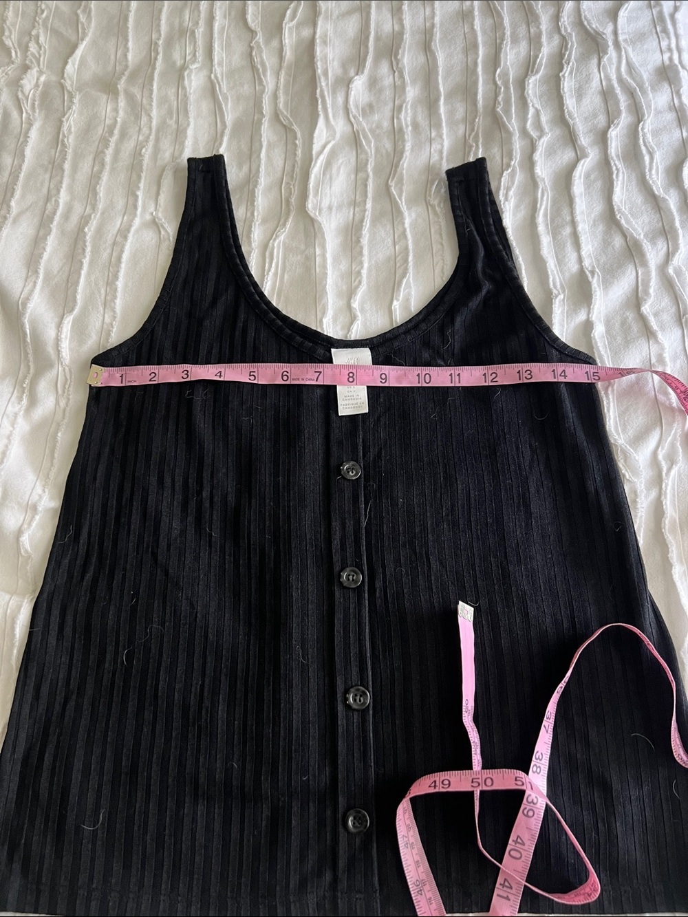 H&M Black Ribbed Button-Front Tank Top - Picture 3 of 7